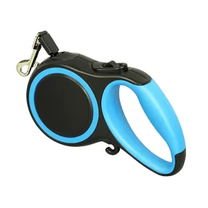 Automatic telescopic retractable dog leash with ergonomic handle and reflective stitching
