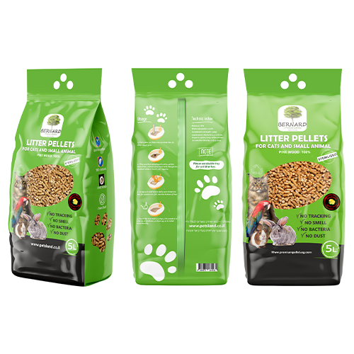 Bernard Cat Litter Pine Pellets with Lemon Scent for Cats & Small Animals – 5L