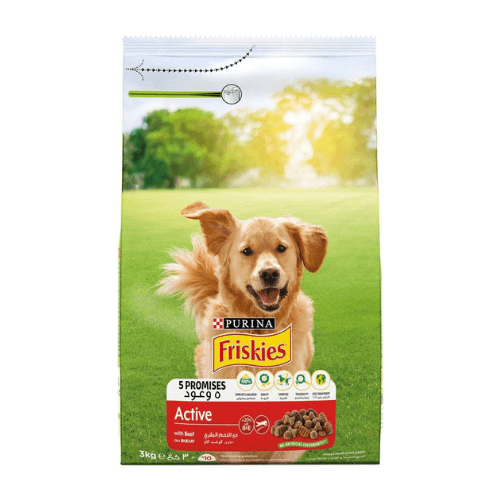 Purina Friskies Active Dog Food with Beef 3kg – High-Protein Dog Food for Energy and Vitality at Pet City Shop