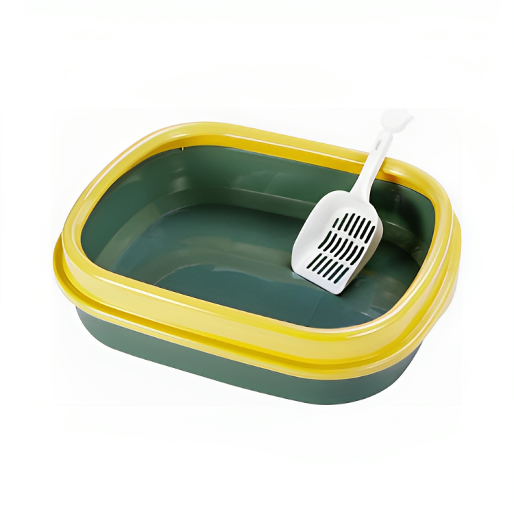 Cat Litter Box with Free Scooper in Yellow - Spacious and Easy to Clean - Pet City Shop