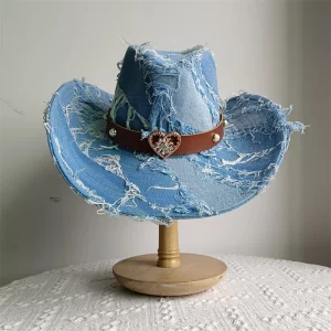Western Ethnic Style Cowboy Hat – Unisex Jazz Hat with Tassels & Heart-Shaped Decoration | Fashionable Cowboy Series